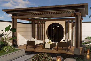 庭院中式?jīng)鐾だ燃苄Ч麍D