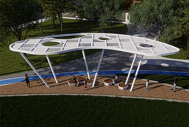 公園鐵藝弧形廊架圖片園林景觀廊架定制效果圖