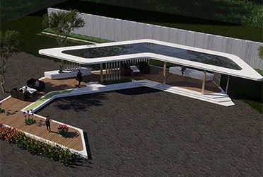 公園鋼結構廊架圖片景區(qū)遮陽遮雨廊架效果圖