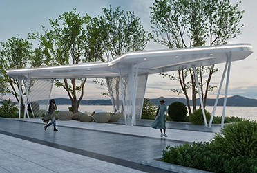社區(qū)公園休閑廊架設計效果圖